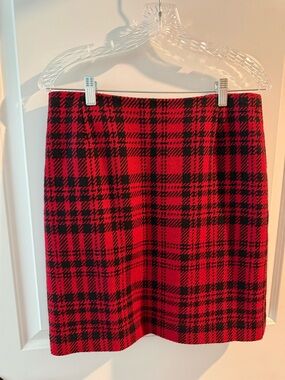 Eddie Bauer Red and Black Plaid Mini Skirt